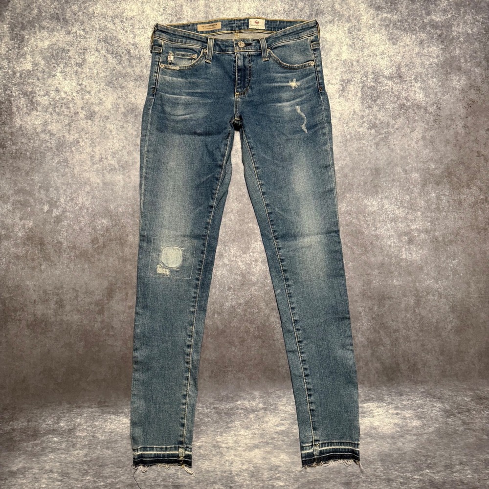 AG Jeans The Legging Ankle Super Skinny Jeans Distressed Medium Wash Womens‎ 26
